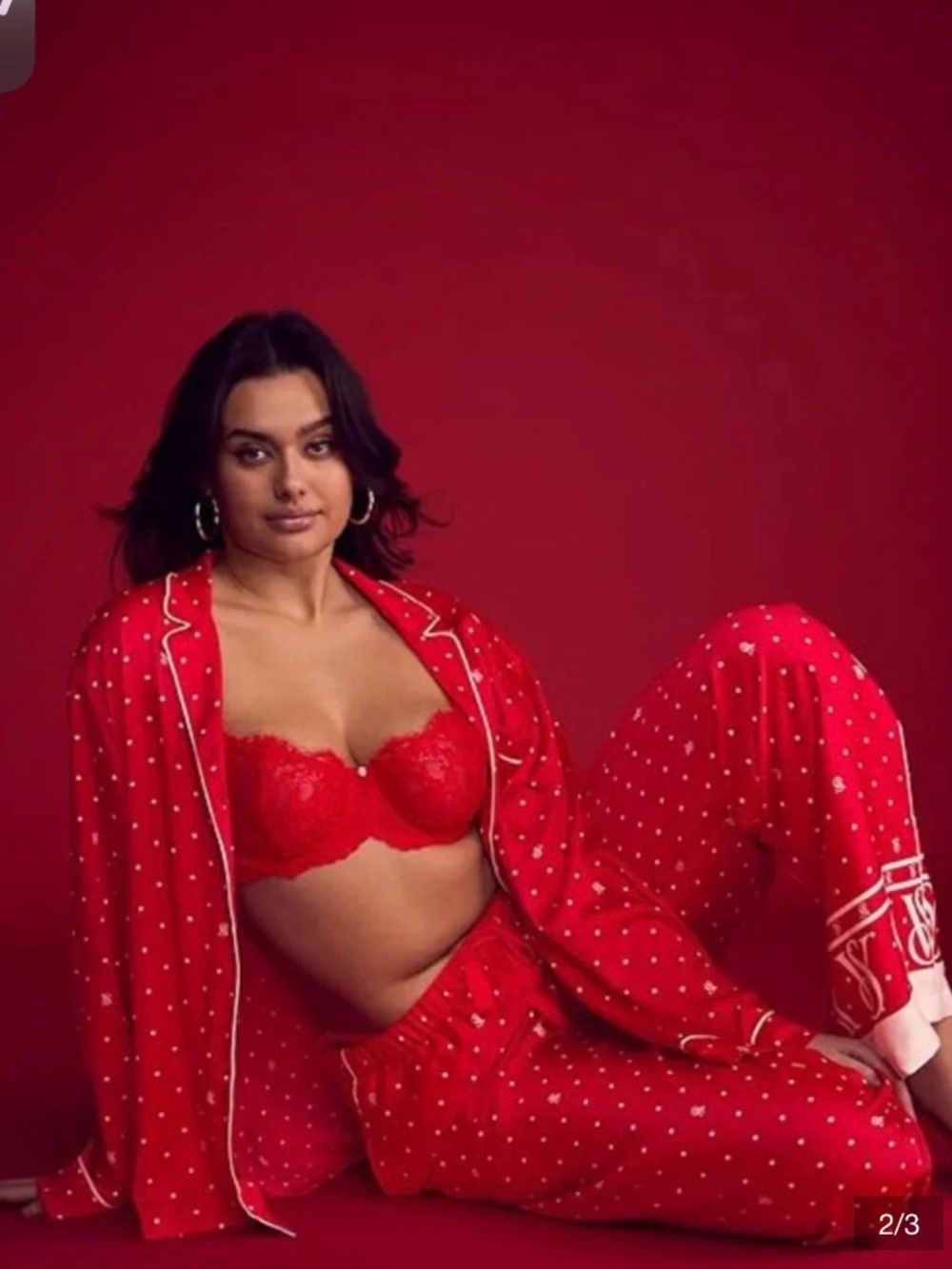 Victoria’s Secret Satin Red Snow Pajamas XL